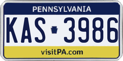 PA license plate KAS3986