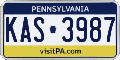 PA license plate KAS3987