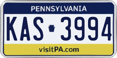 PA license plate KAS3994