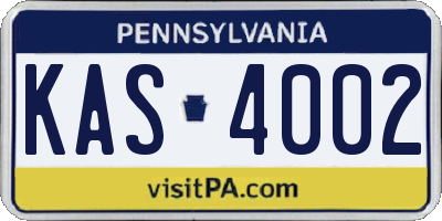 PA license plate KAS4002