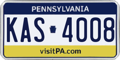 PA license plate KAS4008