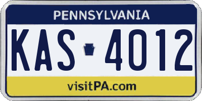 PA license plate KAS4012