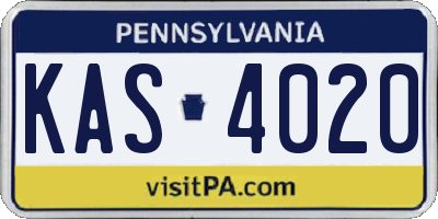 PA license plate KAS4020
