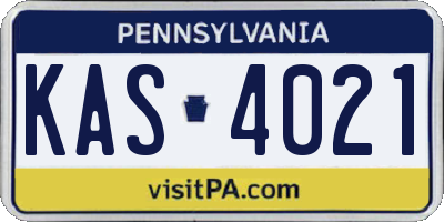 PA license plate KAS4021