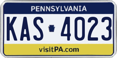PA license plate KAS4023
