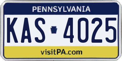 PA license plate KAS4025