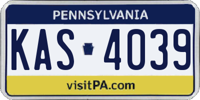 PA license plate KAS4039