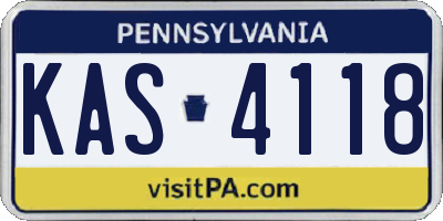 PA license plate KAS4118