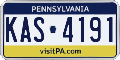PA license plate KAS4191
