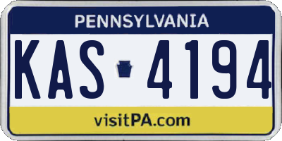 PA license plate KAS4194
