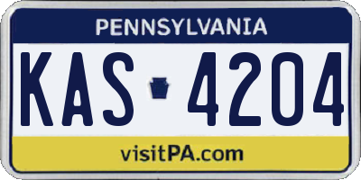 PA license plate KAS4204