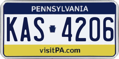 PA license plate KAS4206