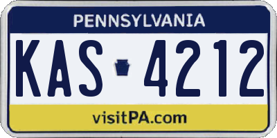 PA license plate KAS4212