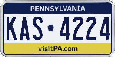PA license plate KAS4224