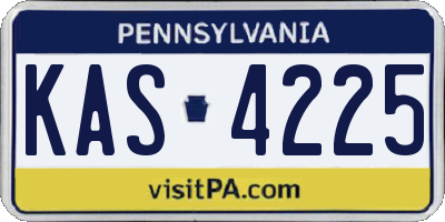 PA license plate KAS4225