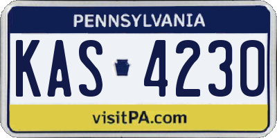 PA license plate KAS4230