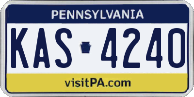 PA license plate KAS4240
