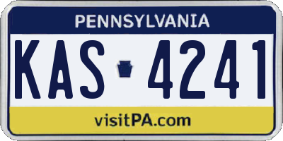 PA license plate KAS4241