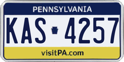 PA license plate KAS4257
