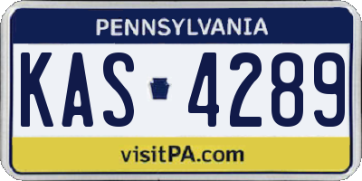 PA license plate KAS4289