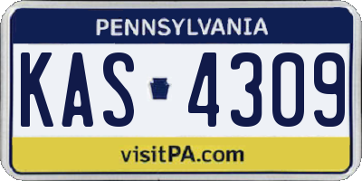 PA license plate KAS4309