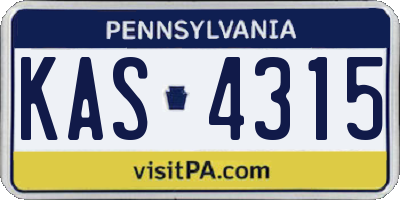 PA license plate KAS4315