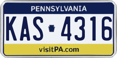 PA license plate KAS4316