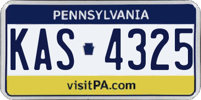 PA license plate KAS4325