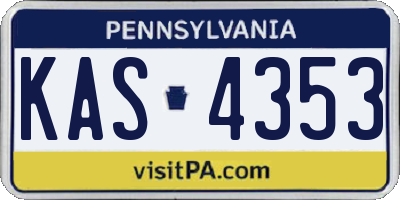 PA license plate KAS4353