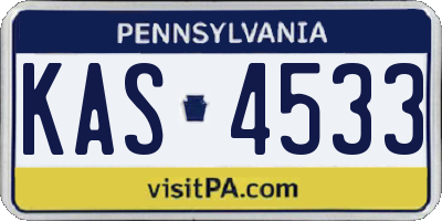 PA license plate KAS4533