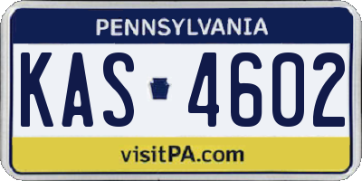 PA license plate KAS4602