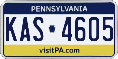 PA license plate KAS4605
