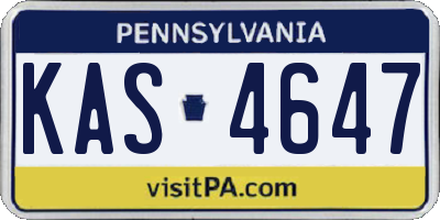 PA license plate KAS4647