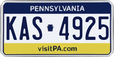 PA license plate KAS4925