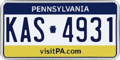 PA license plate KAS4931