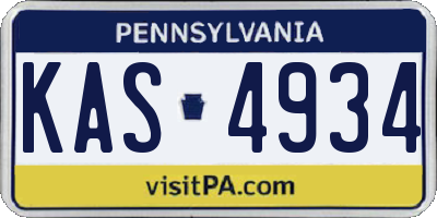 PA license plate KAS4934