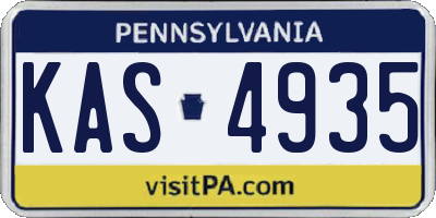 PA license plate KAS4935