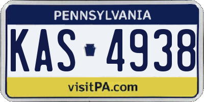 PA license plate KAS4938