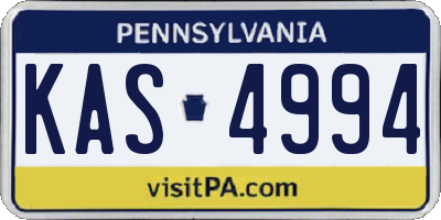 PA license plate KAS4994