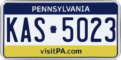 PA license plate KAS5023