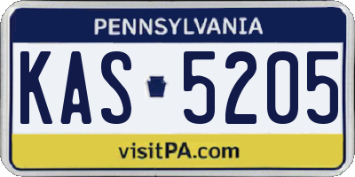 PA license plate KAS5205