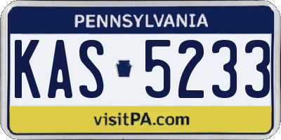 PA license plate KAS5233
