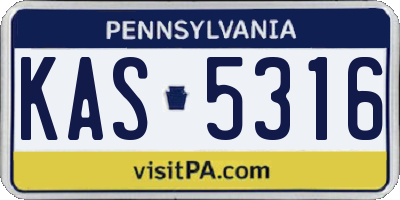 PA license plate KAS5316