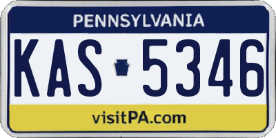 PA license plate KAS5346