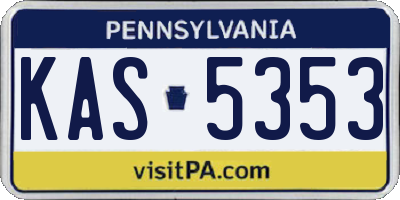 PA license plate KAS5353