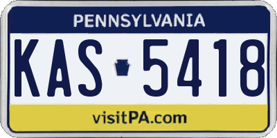 PA license plate KAS5418