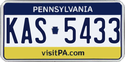 PA license plate KAS5433