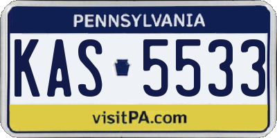 PA license plate KAS5533