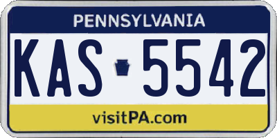 PA license plate KAS5542