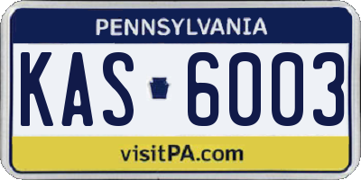 PA license plate KAS6003